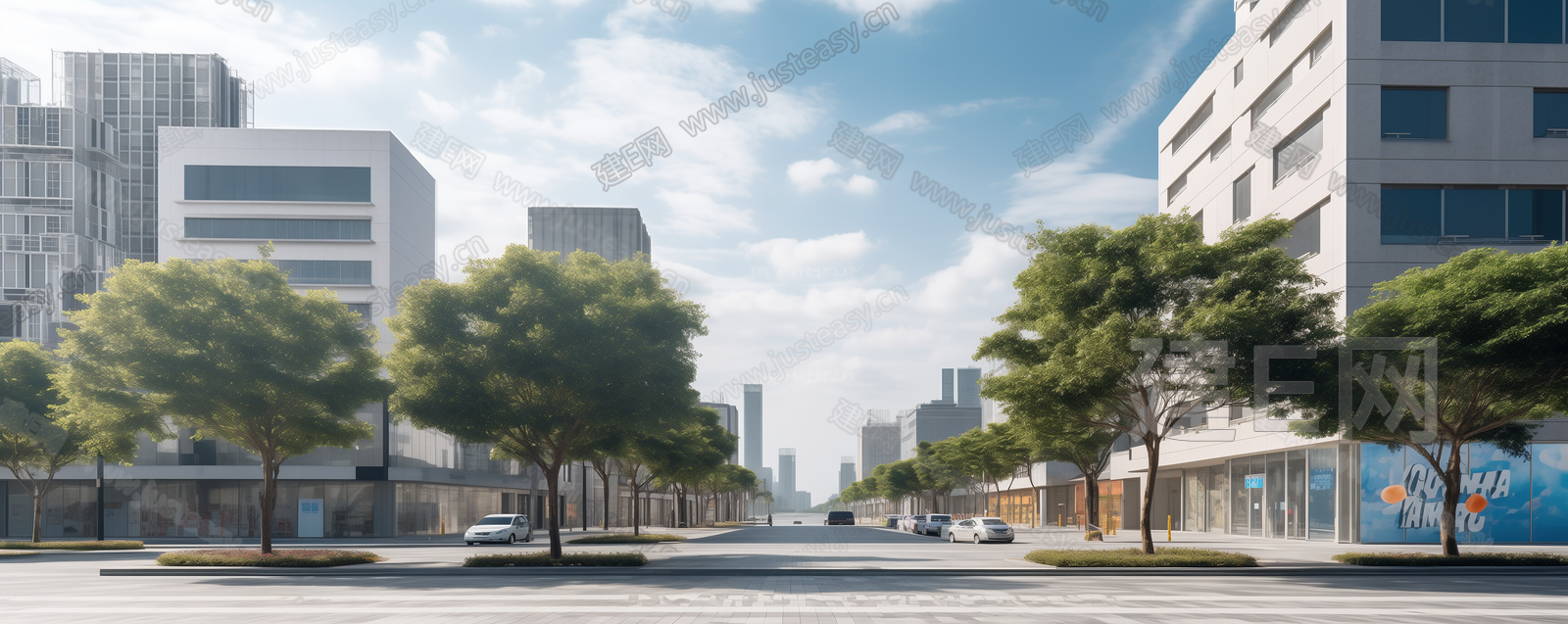 白天城市街道马路街景外景贴图3d贴图下载[ID:104618961]_建E室内设计网