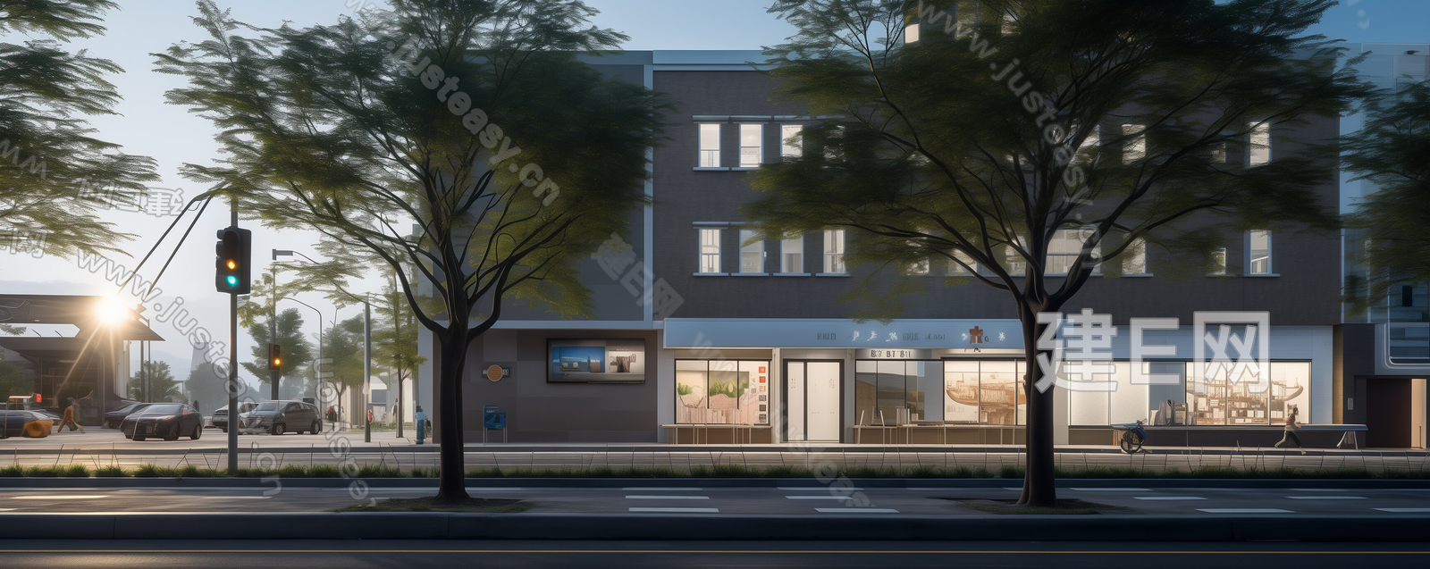 白天城市街道马路街景外景贴图3d贴图下载[ID:104618801]_建e贴图