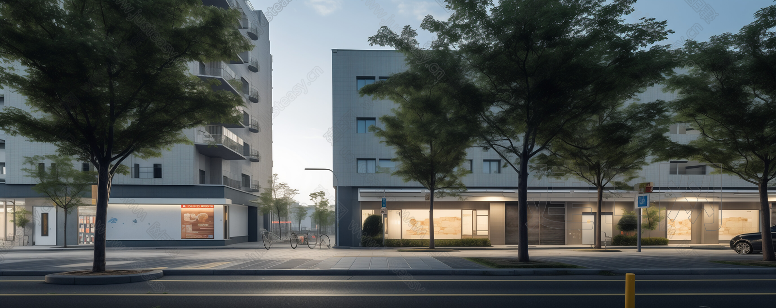 白天城市街道马路街景外景贴图3d贴图下载[ID:104618769]_建e贴图