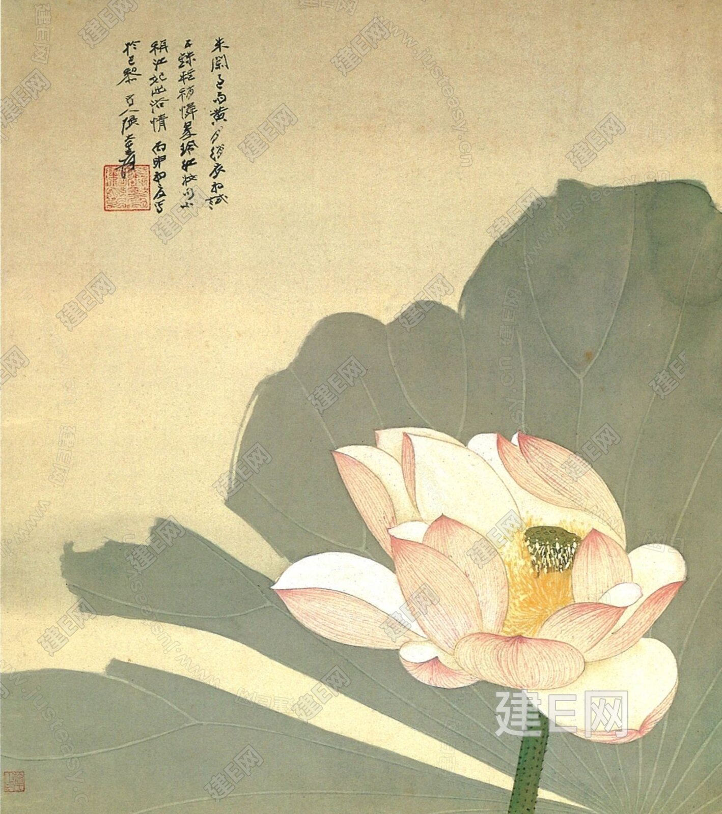 新中式莲花荷花壁纸壁画3d贴图下载[ID:113073010]_建e贴图