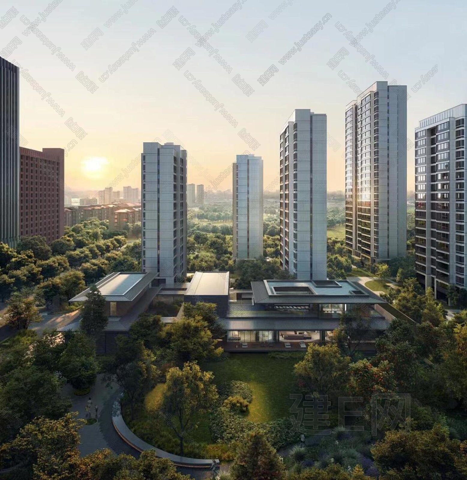 白天小区外景3d贴图下载[ID:104815307]_建e贴图