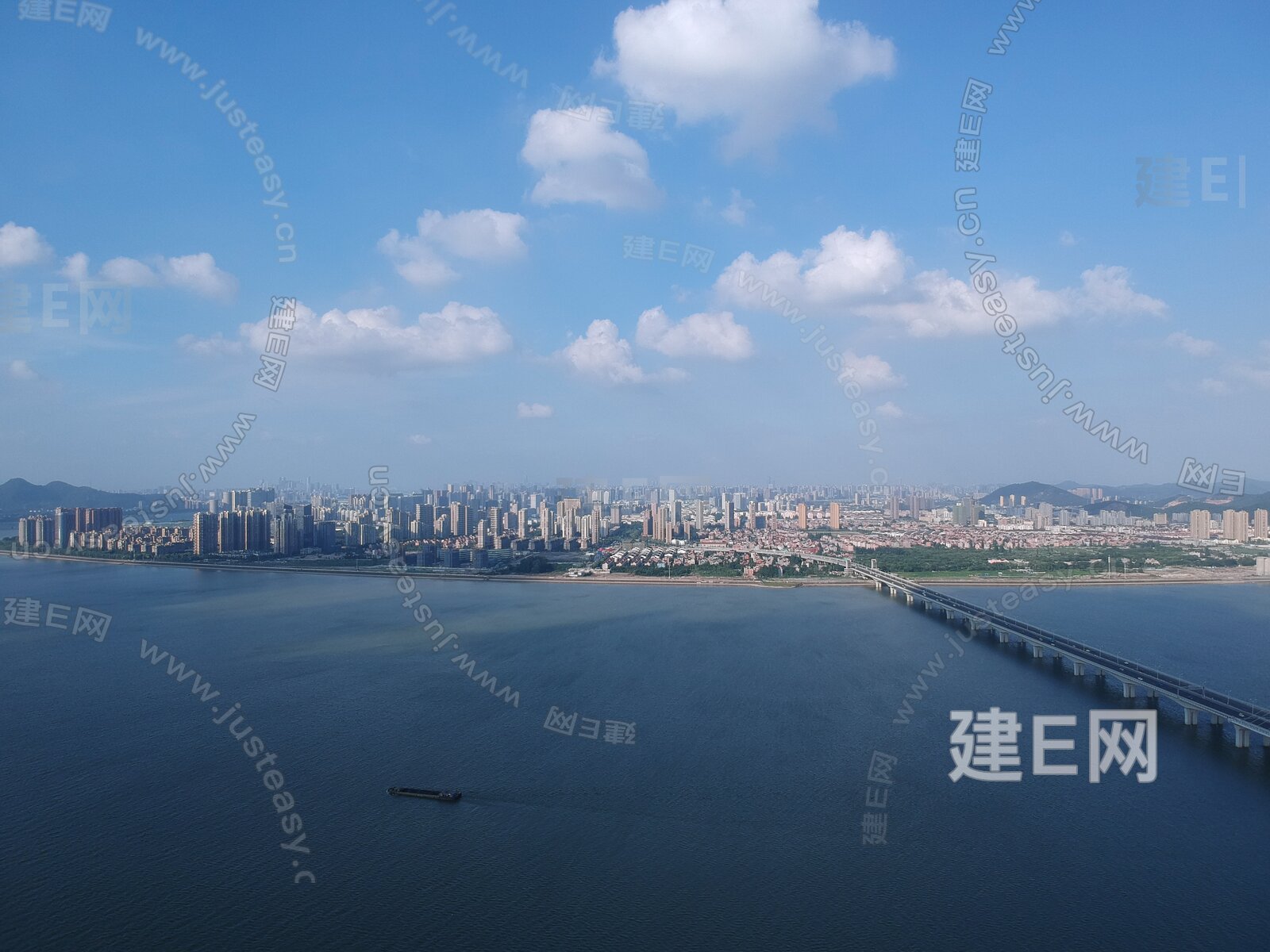 高清白天城市外景蓝天白云云朵湖面贴图3d贴图下载[ID:116152997]_建e贴图