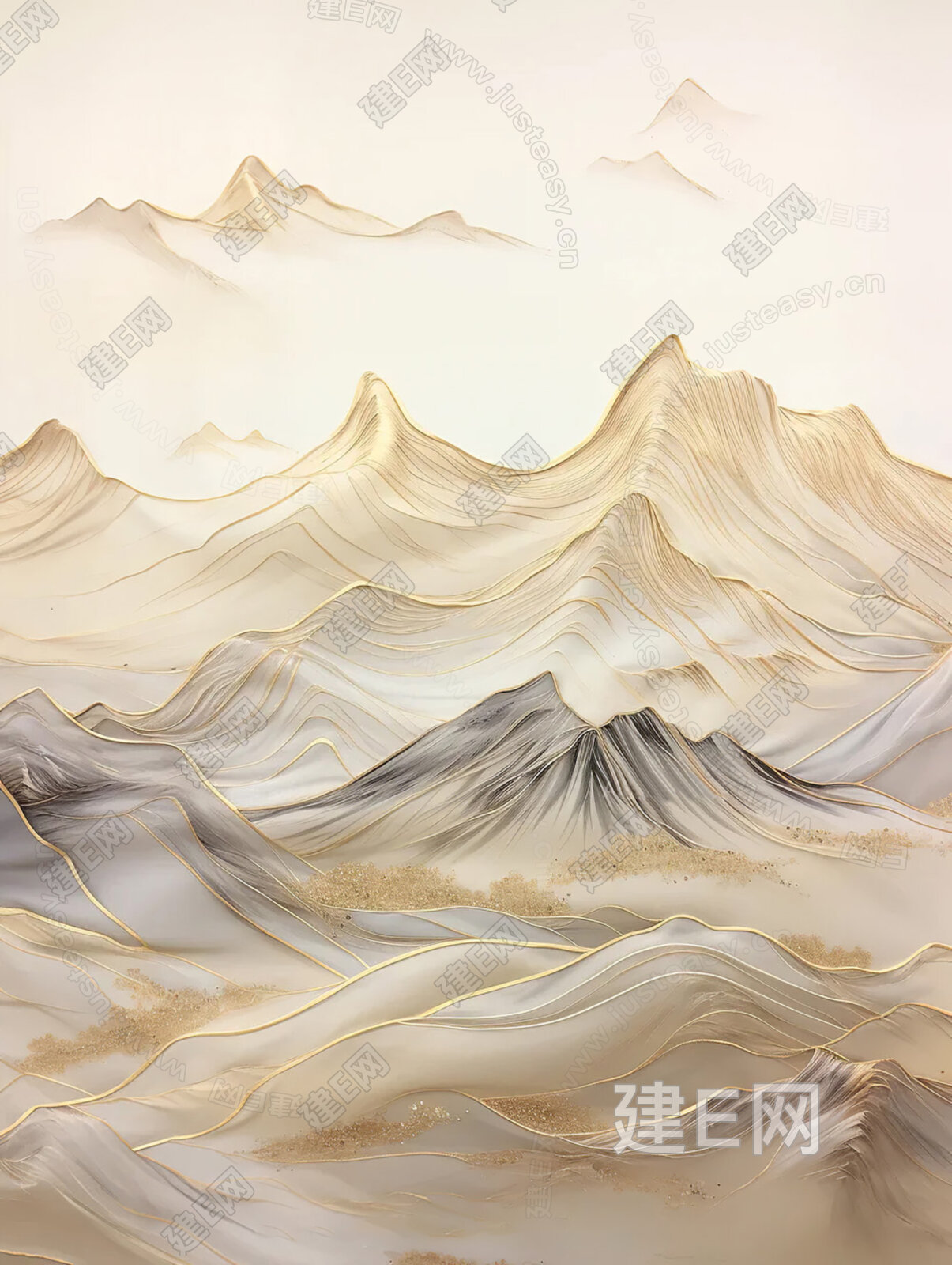 新中式山水装饰画3d贴图下载[ID:111368730]_建e贴图