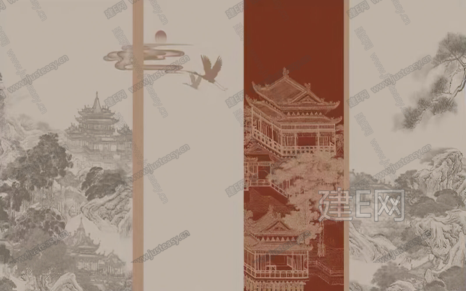 新中式壁画贴图3d贴图下载[ID:112548606]_建e贴图