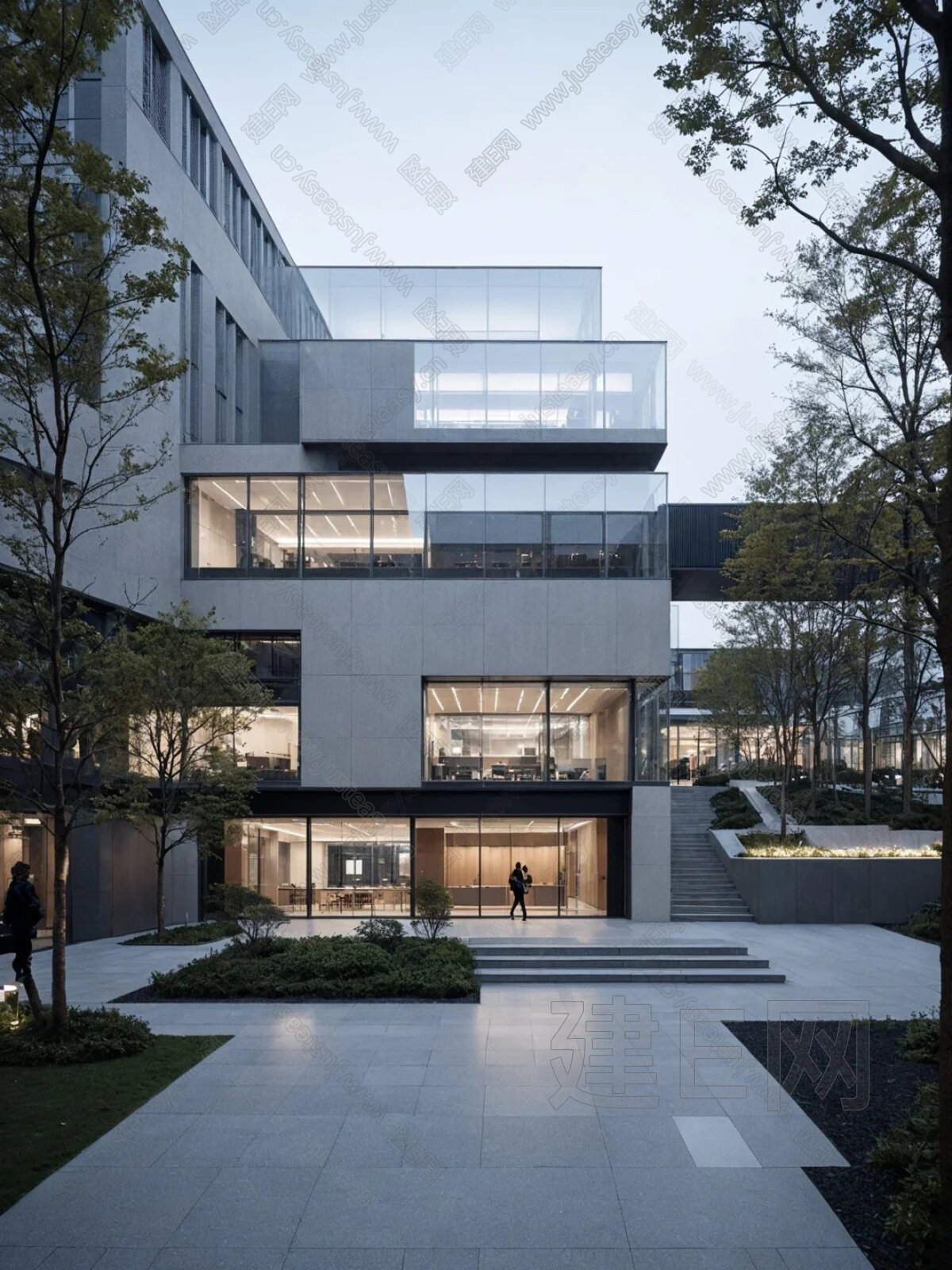黄昏商业建筑外景3d贴图下载[ID:101080467]_建E室内设计网