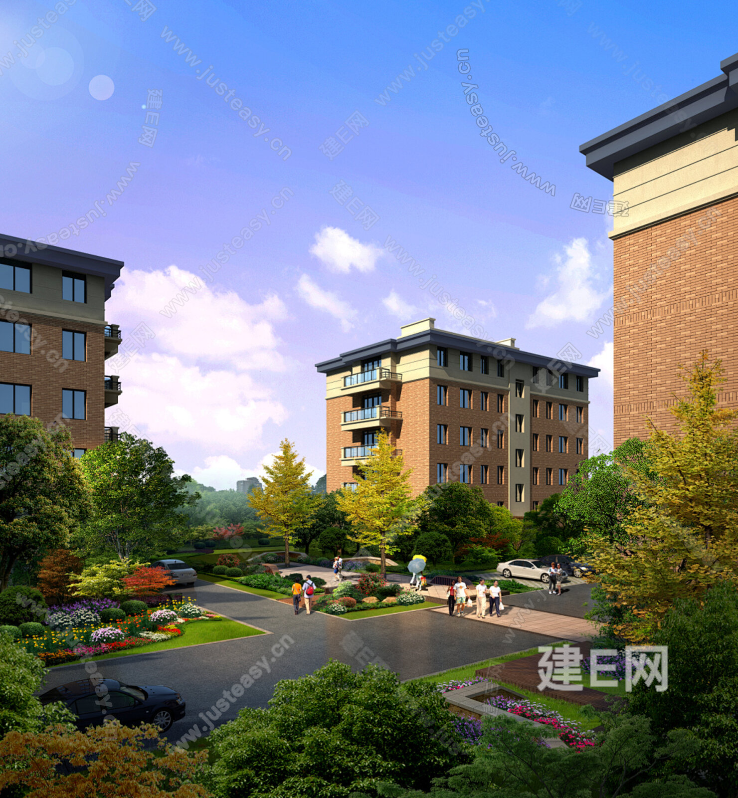 白天小区外景3d贴图下载[ID:102456629]_建E室内设计网