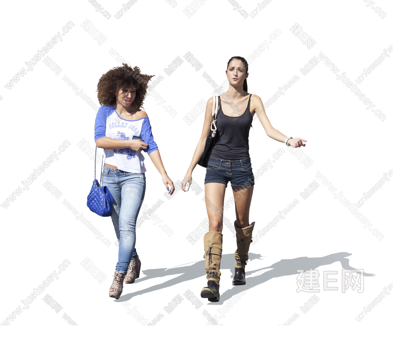 PSD免抠动态行走行人购物休闲人物3d贴图下载[ID:103112054]_建e贴图