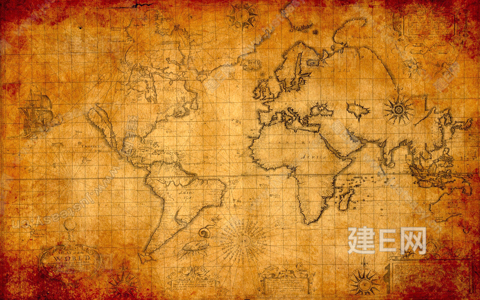 复古地图3d贴图下载[ID:103046147]_建e贴图