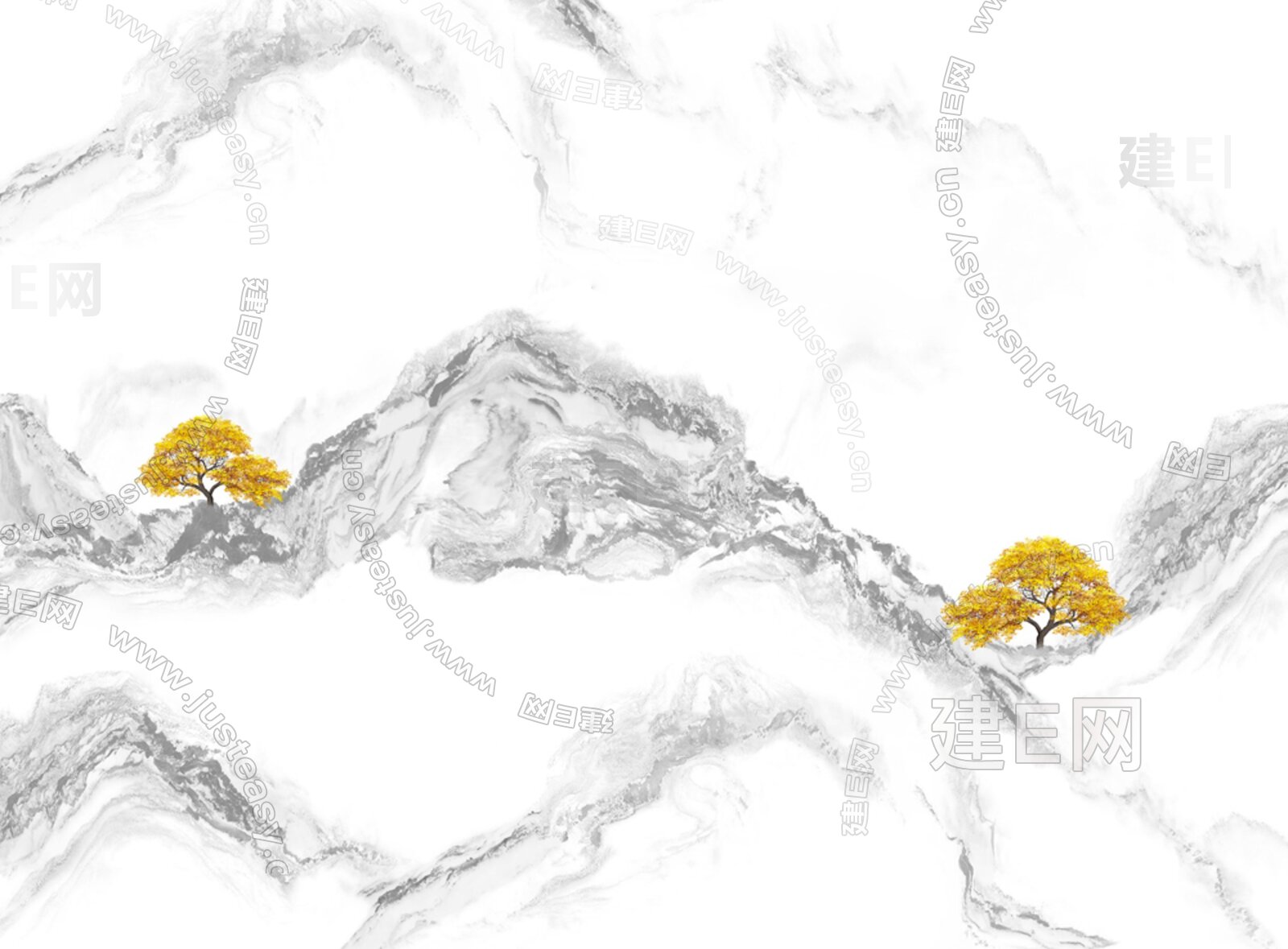 新中式风格山水石纹壁画背景墙3d贴图下载[ID:115825918]_建e贴图