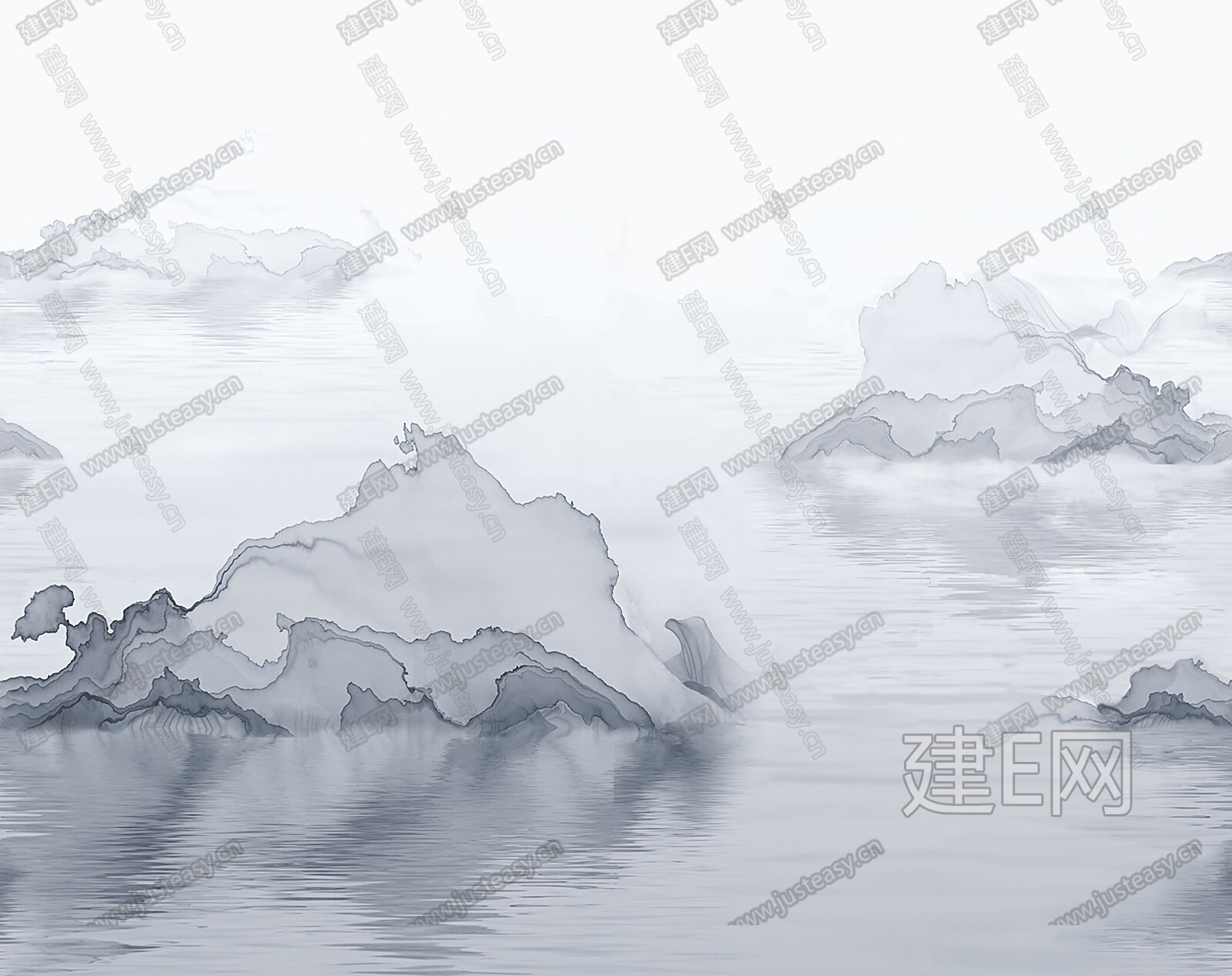 新中式风格山水石纹壁画背景墙3d贴图下载[ID:116284588]_建e贴图