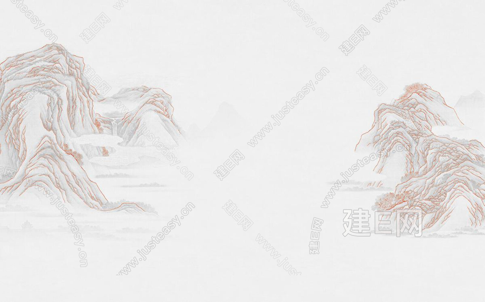 新中式山水背景墙3d贴图下载[ID:112286959]_建e贴图