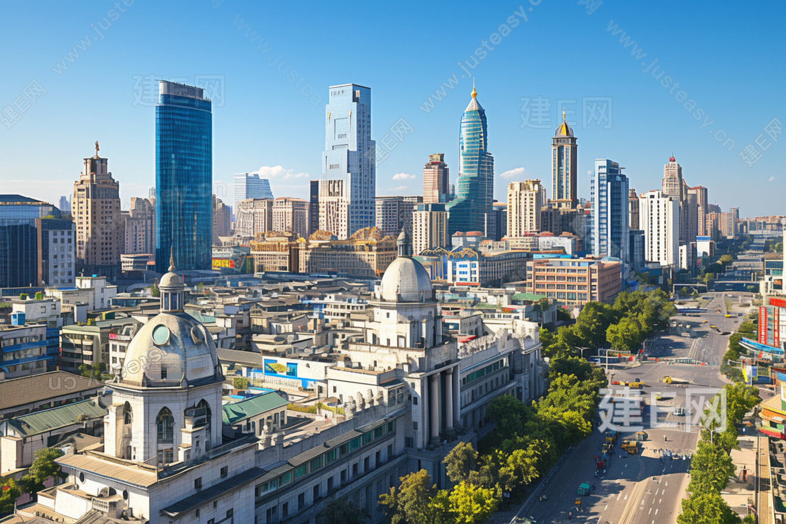 白天城市外景3d贴图下载[ID:116875045]_建e贴图