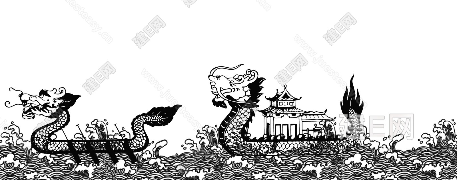 现代黑白龙舟壁纸3d贴图下载[ID:117399509]_建e贴图