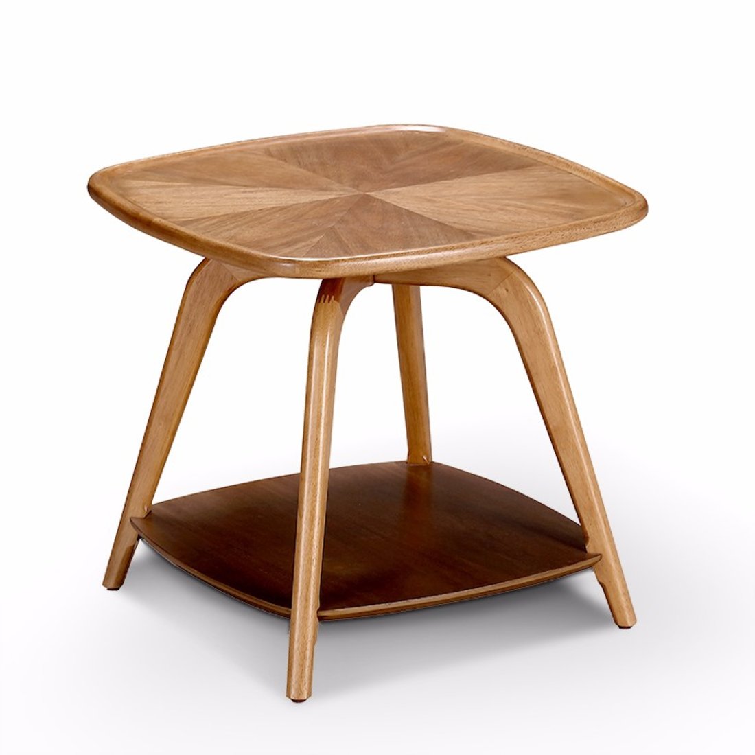 实木拼花圆形小茶几