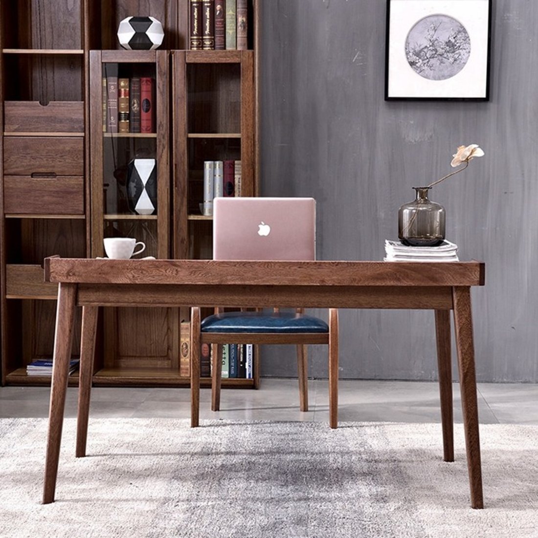 嘉尔金丝胡桃木书桌,北欧胡桃木系列,建e优选,设计师原创家具品牌商城