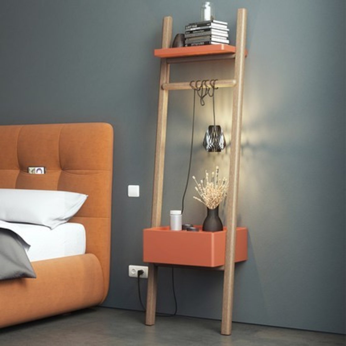 北欧云梯床头柜创意小户型卧室家具简易柜子