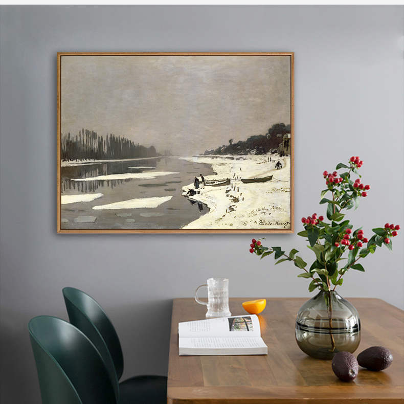 使徒家居丨世界名画装饰画 布吉瓦尔塞纳河上的浮冰-莫奈