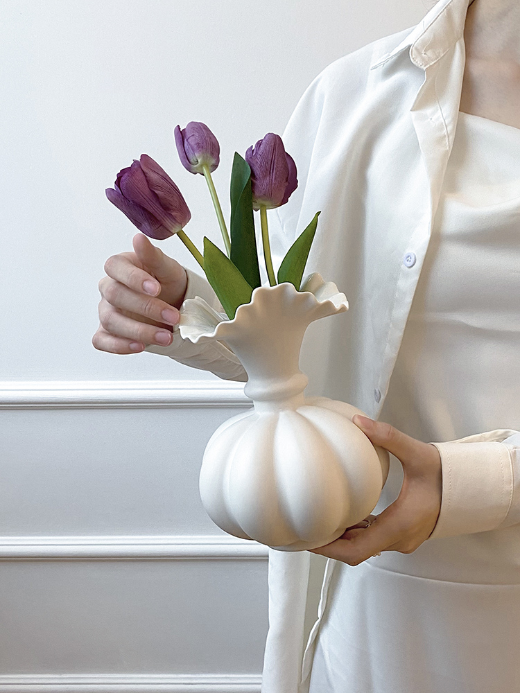 创意装饰摆件客厅玄关陶瓷鲜花南瓜花瓶