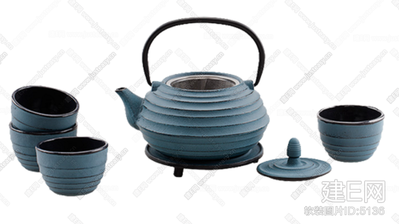 新中式蓝色茶具