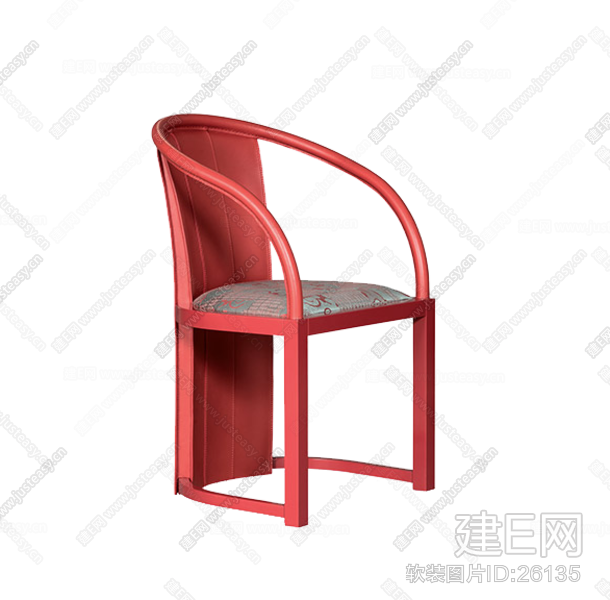 Armani阿玛尼新中式红色单椅