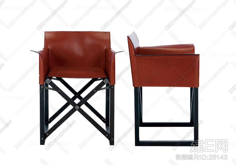 Armani阿玛尼现代红色皮质单椅