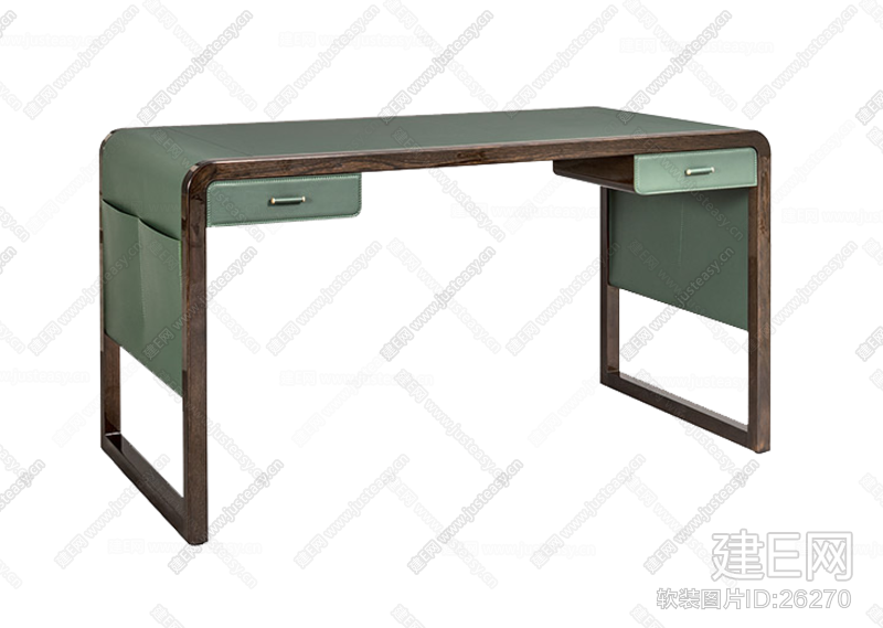 Armani阿玛尼新中式绿色皮质书桌