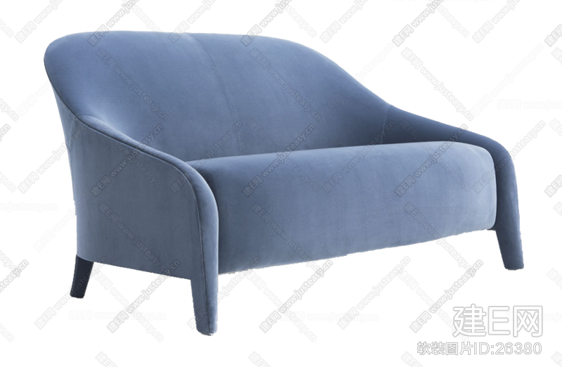 Fendi芬迪现代蓝色绒布双人沙发