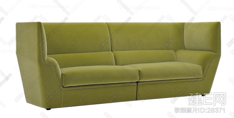 Fendi芬迪现代绿色绒布双人沙发