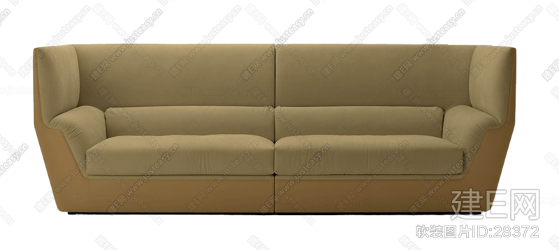 Fendi芬迪现代黄色绒布双人沙发