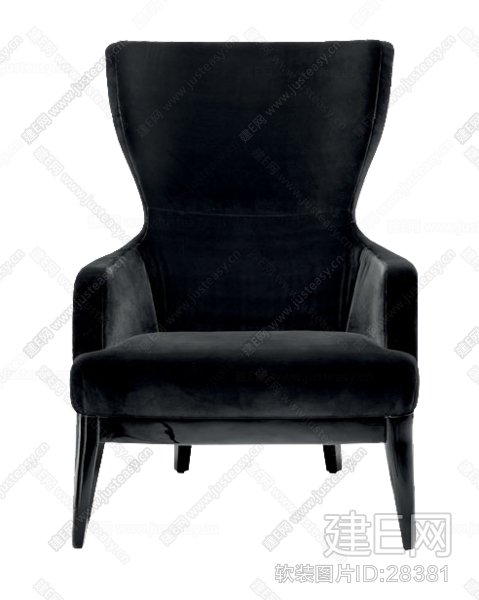 Fendi芬迪现代黑色绒布单人休闲椅