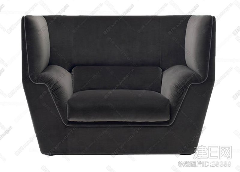 Fendi芬迪现代黑色绒布单人沙发