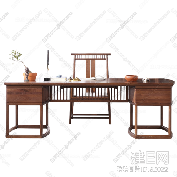 新中式书桌椅组合
