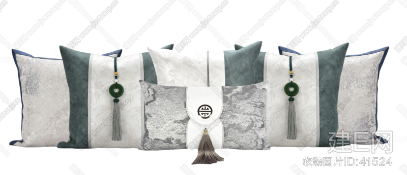 新中式绿色系抱枕组合
