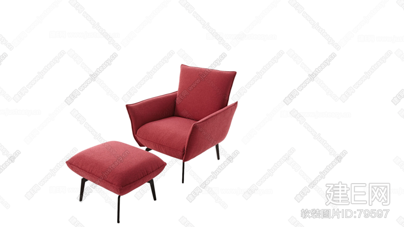 北欧红色单人沙发