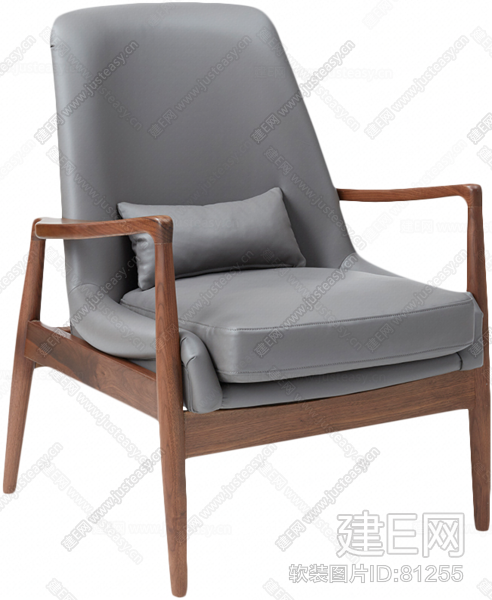 物应「寂月休闲椅」北欧现代简约实木单人阳台家用懒人休闲沙发椅