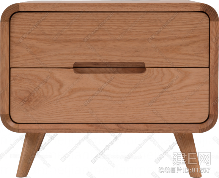 物应「凝月床头柜」实木简约现代黑胡桃原木经济型收纳储物柜柜子