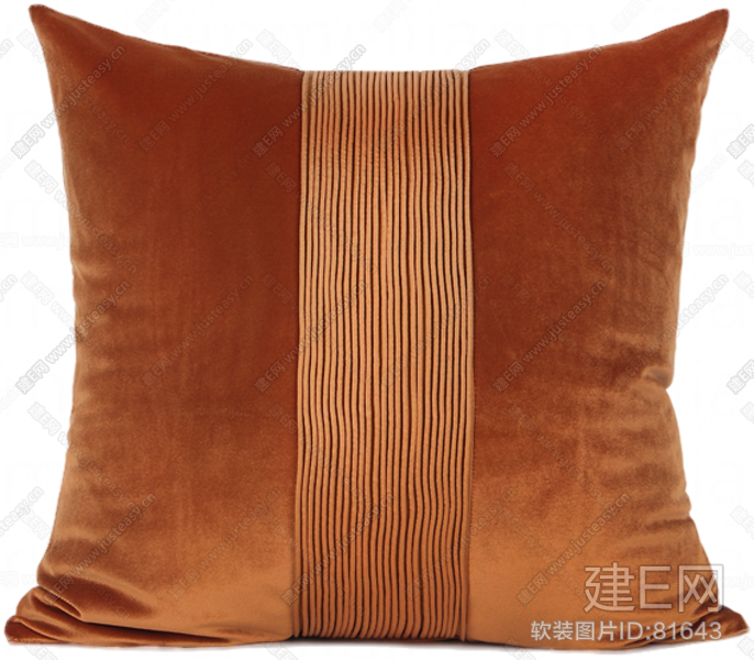 MISSLAPIN澜品家居新中式简约_布艺沙发靠包靠垫抱枕_橘色中心拼接压褶方枕
